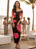 Stretchable Off-Shoulder Drape Dress