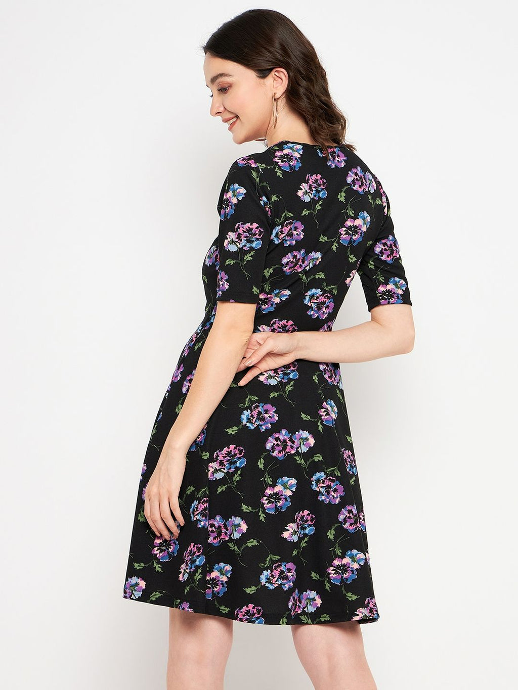 Round Neck Stretchable Skater Dress