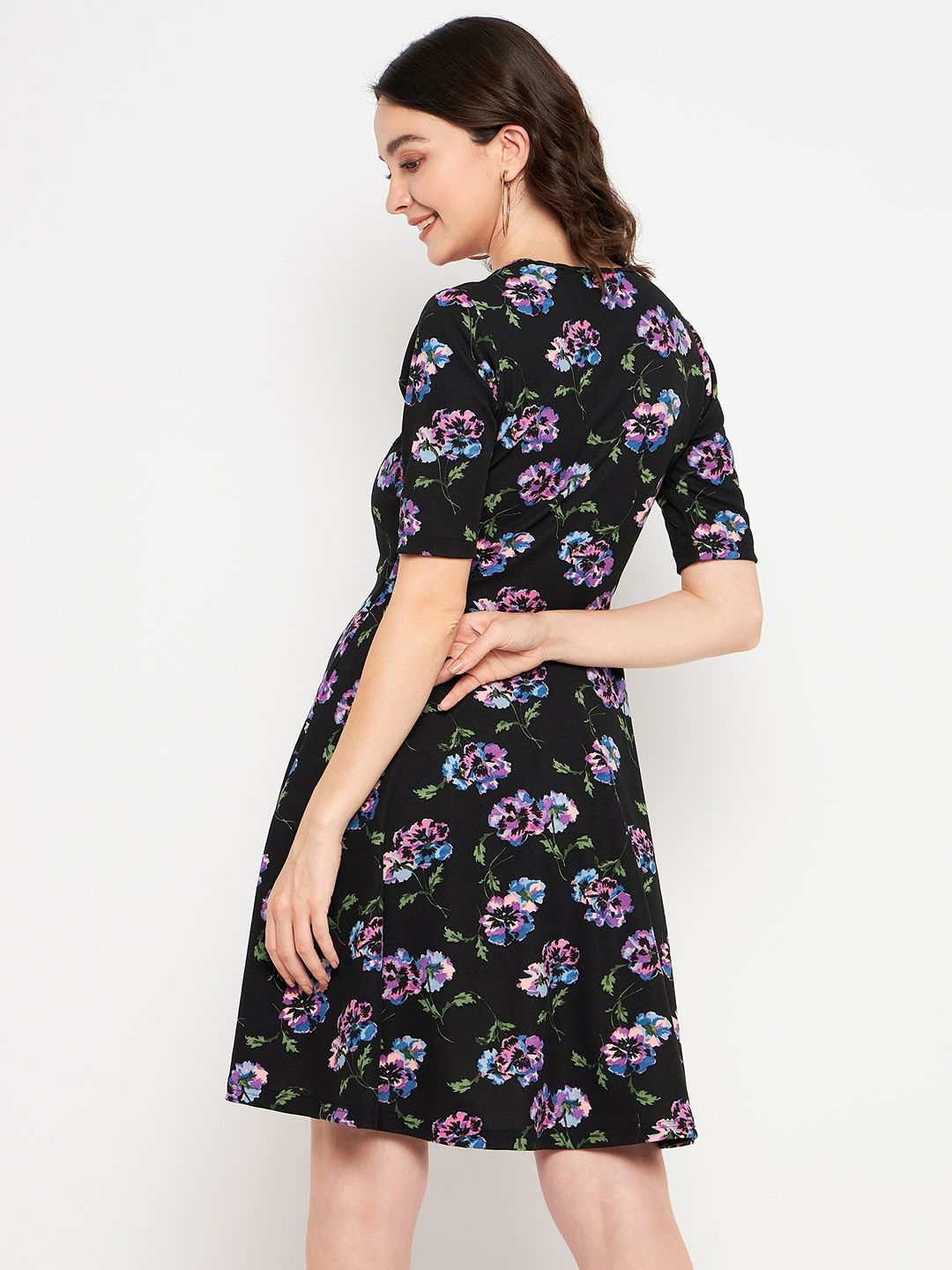 Round Neck Stretchable Skater Dress