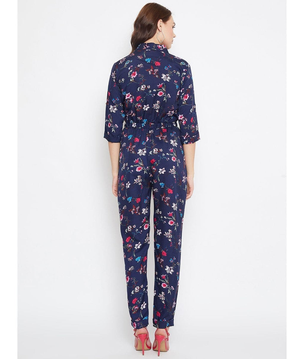Floral Roll Up Jumpsuit