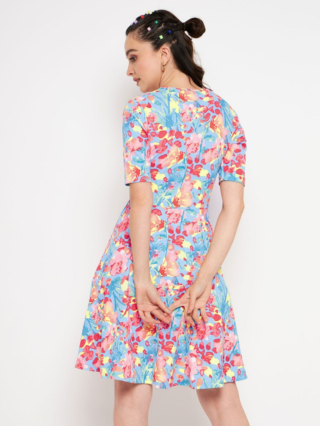 Round Neck Stretchable Skater Dress