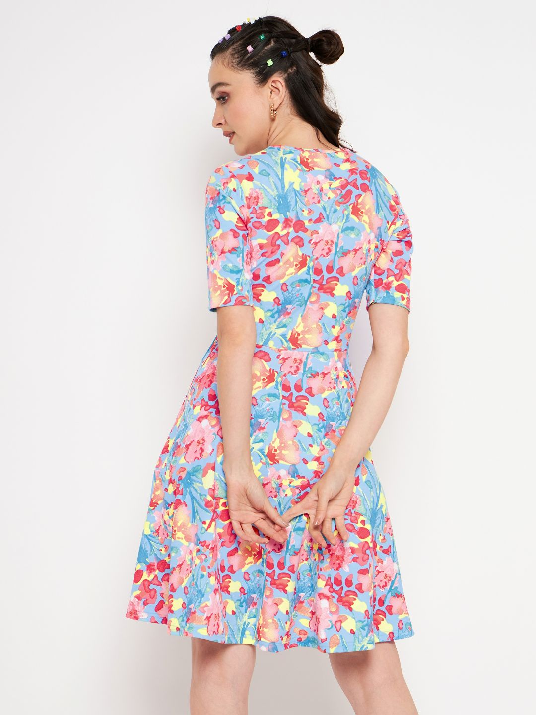 Round Neck Stretchable Skater Dress