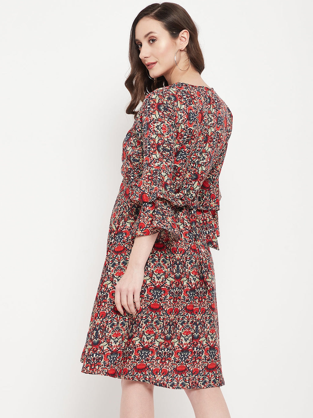 Wrap Bell Sleeves Skater Dress