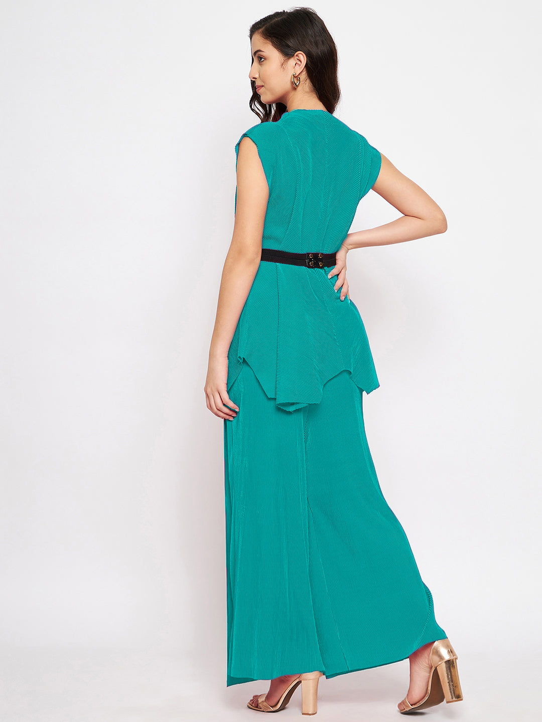 Pleated Pants with a Front Drape