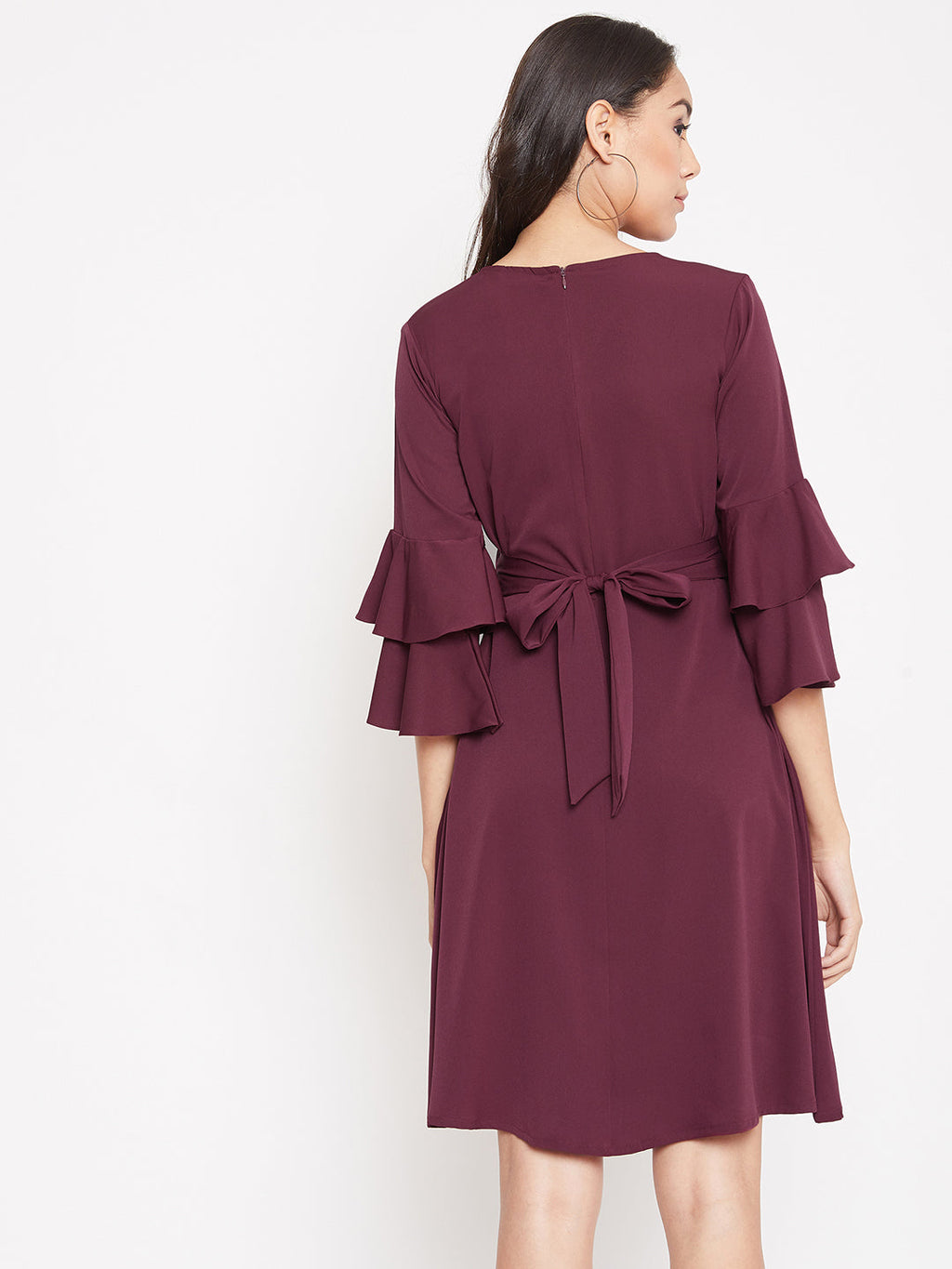Wrap Bell Sleeves Skater Dress