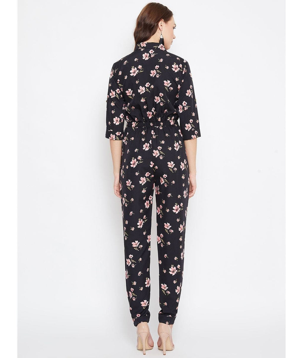 Floral Roll Up Jumpsuit