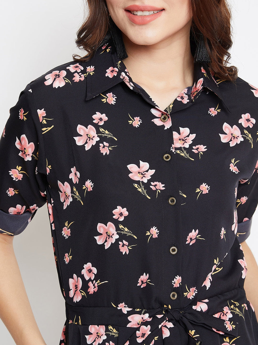 Floral Roll Up Jumpsuit