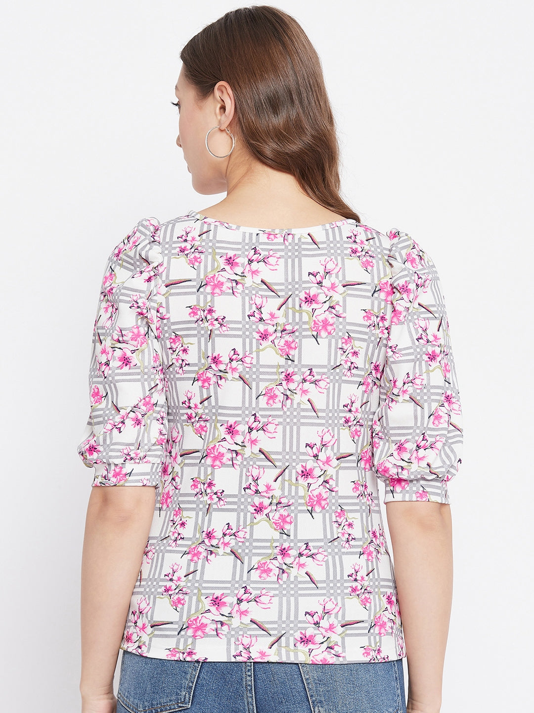 Floral Stretchable Puff Sleeve Top