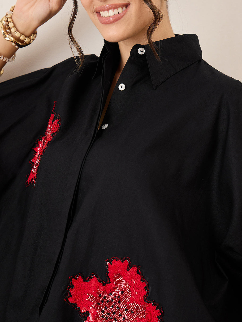 Antifit Embellished Pure Cotton Shirt