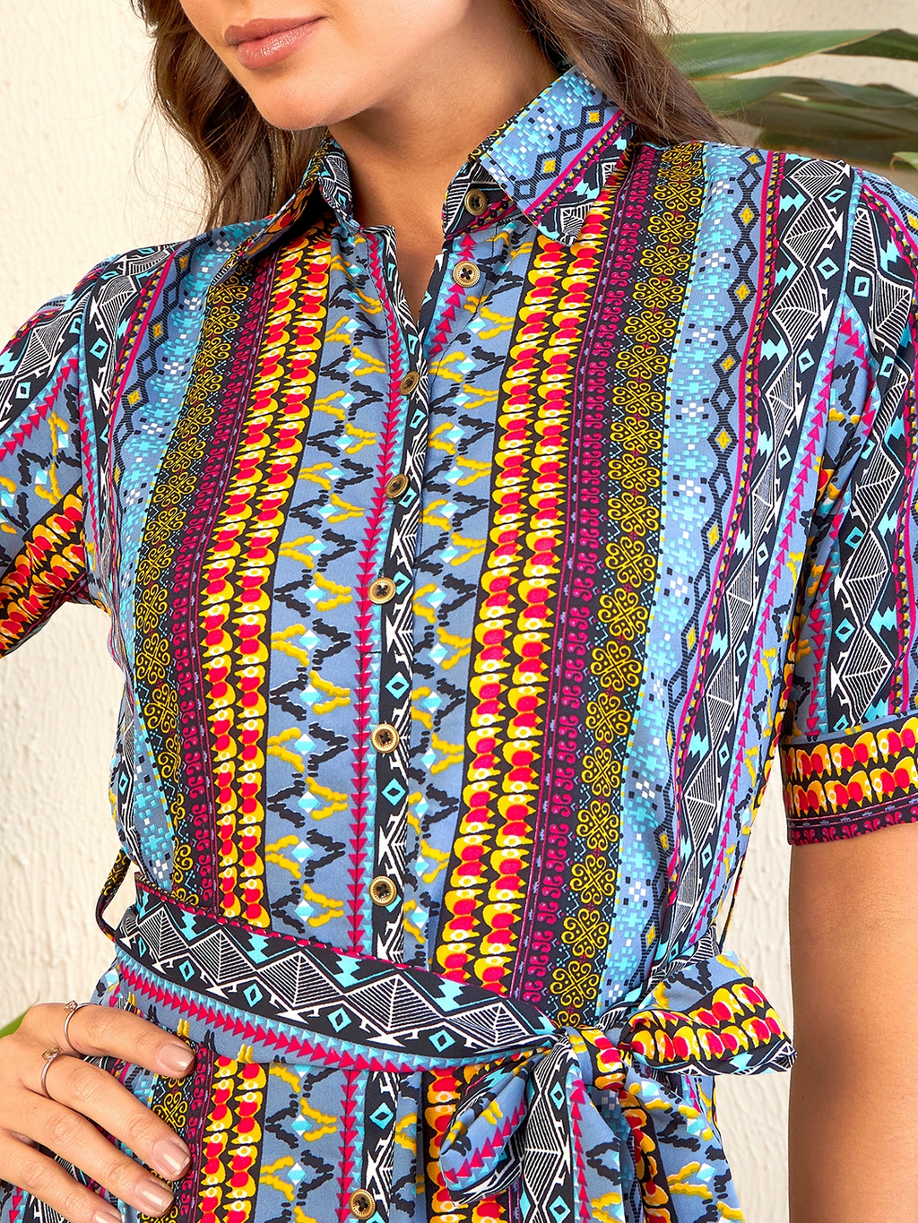 Printed Maxi Dress with Belt