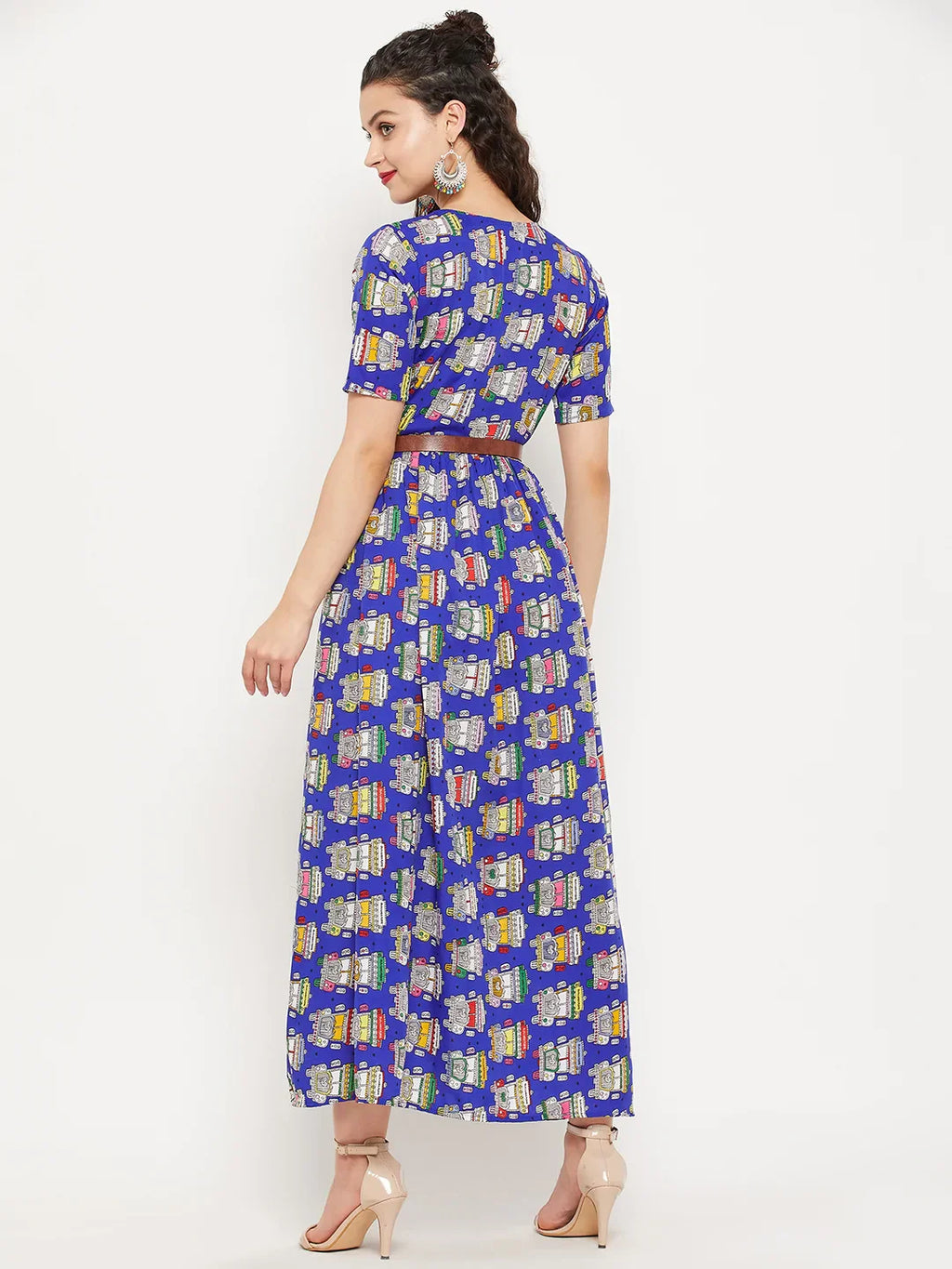 Printed Maxi Dress with Belt