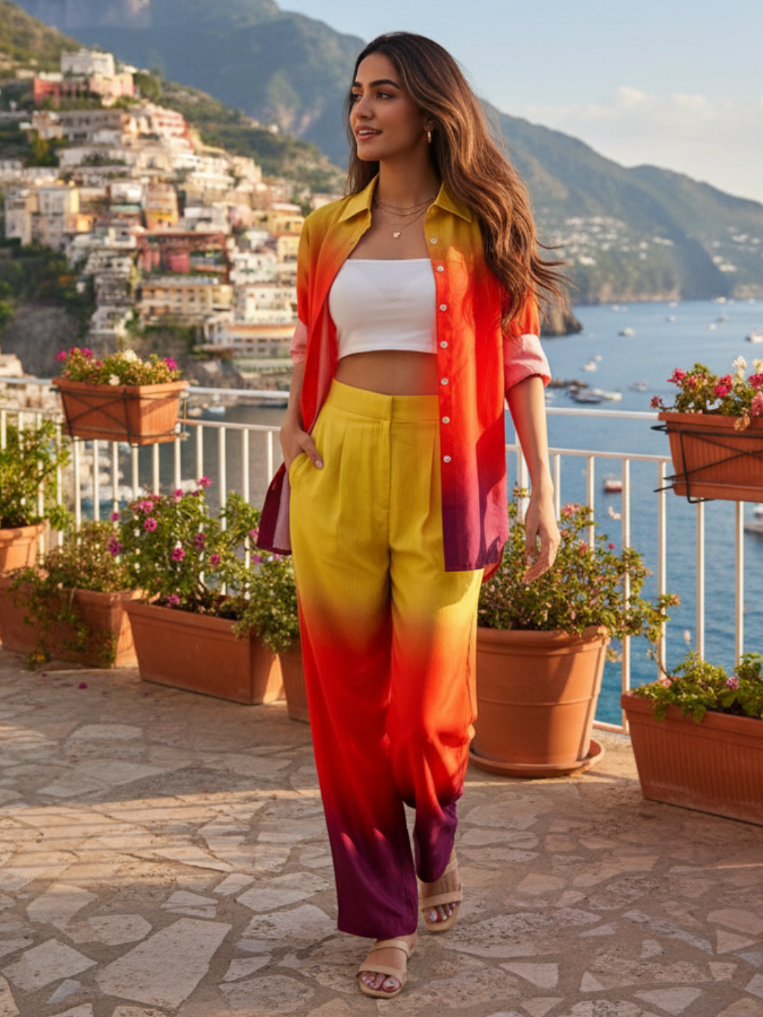 The Alia Set - Shaded Cotton Linen 2 Piece Set