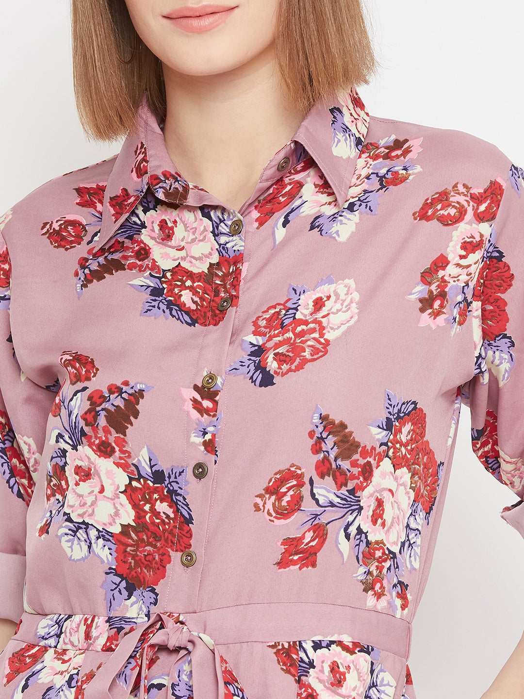 Floral Roll Up Jumpsuit