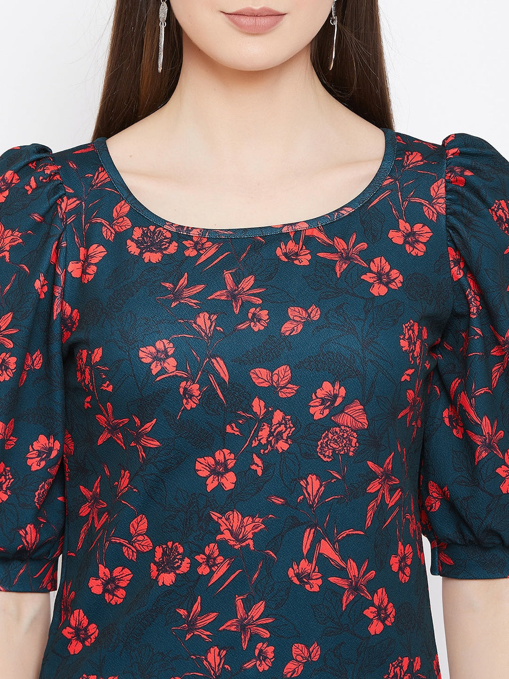 Floral Stretchable Puff Sleeve Top