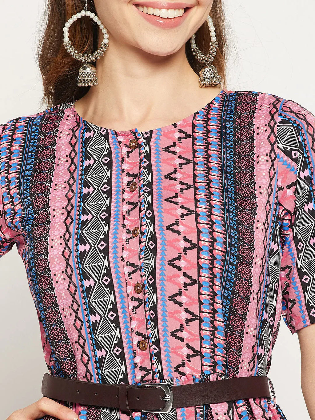Printed Maxi Dress with Belt