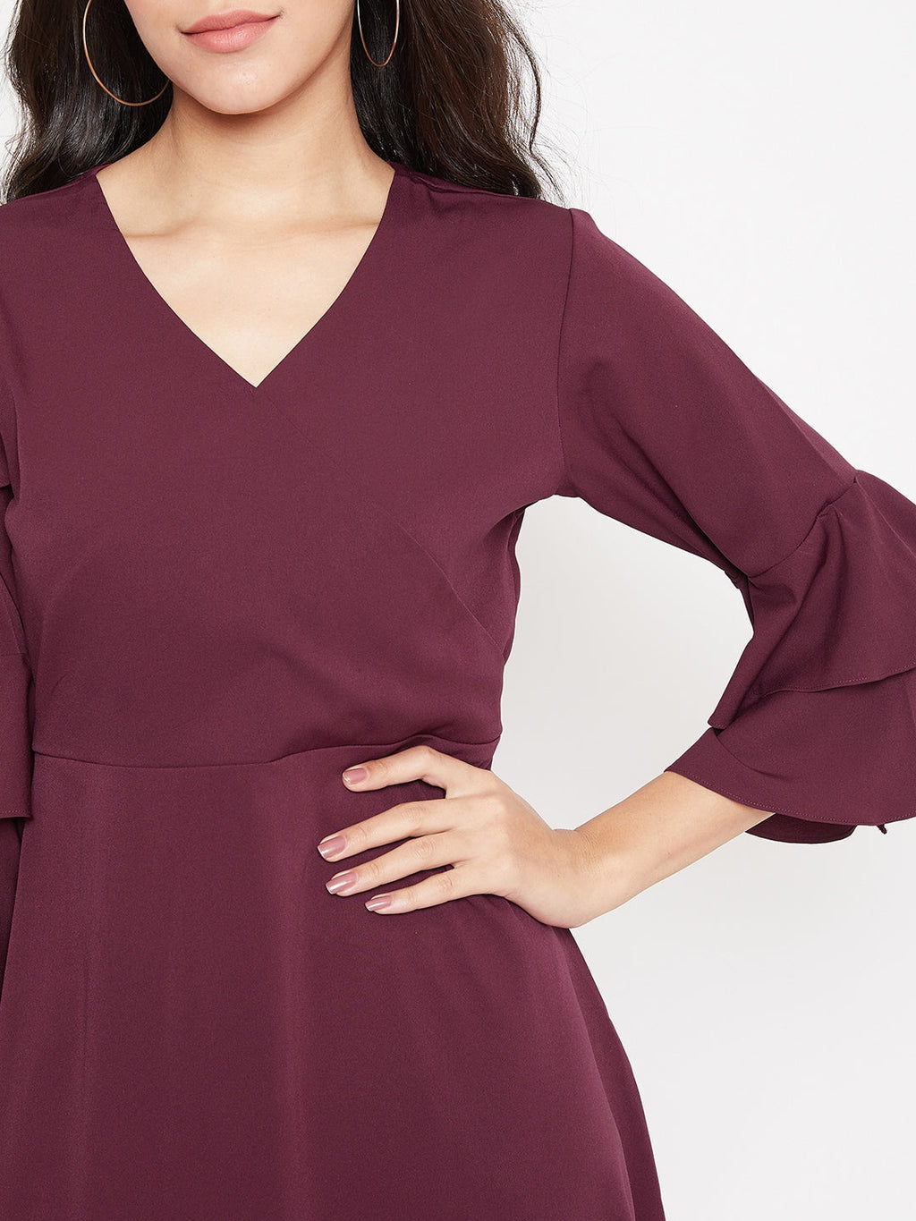 Wrap Bell Sleeves Skater Dress