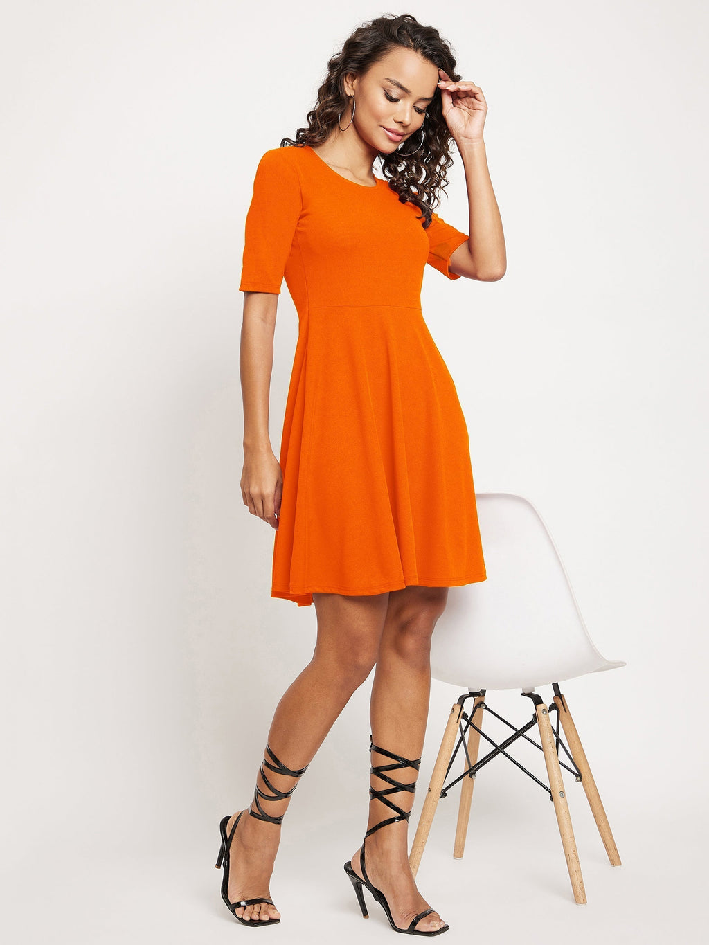 Round Neck Stretchable Skater Dress