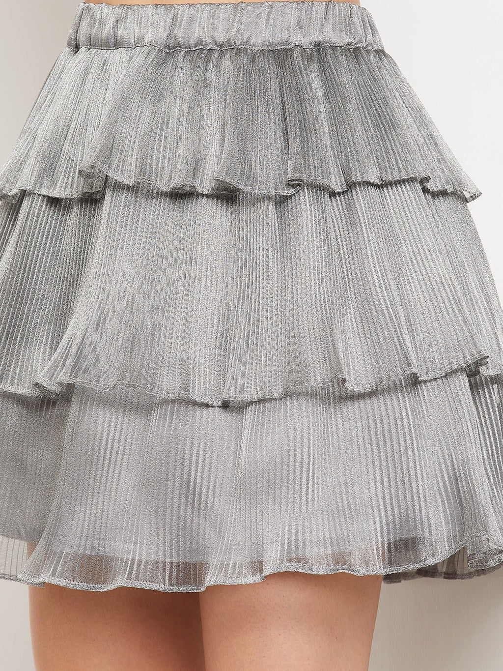 Short Ruffle Pleated Organza Skirt