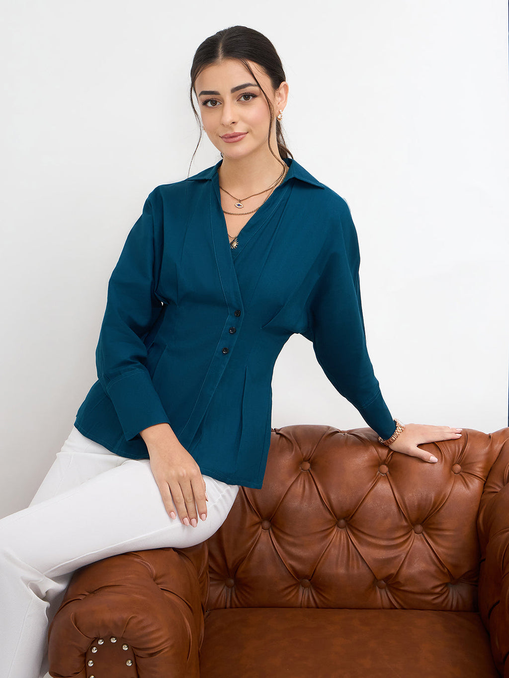 Pure Cotton Wrap Style Placket Shirt