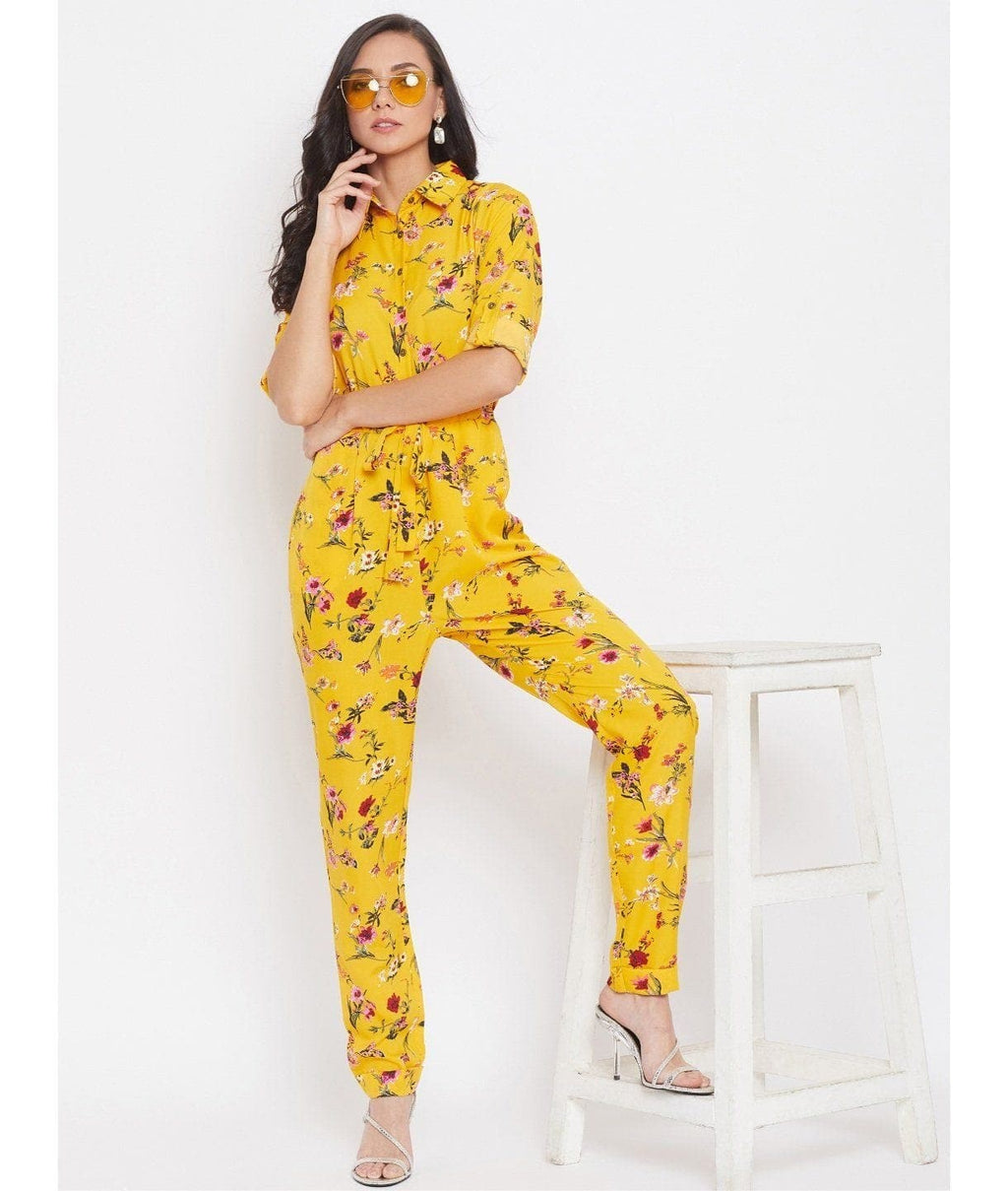 Floral Roll Up Jumpsuit