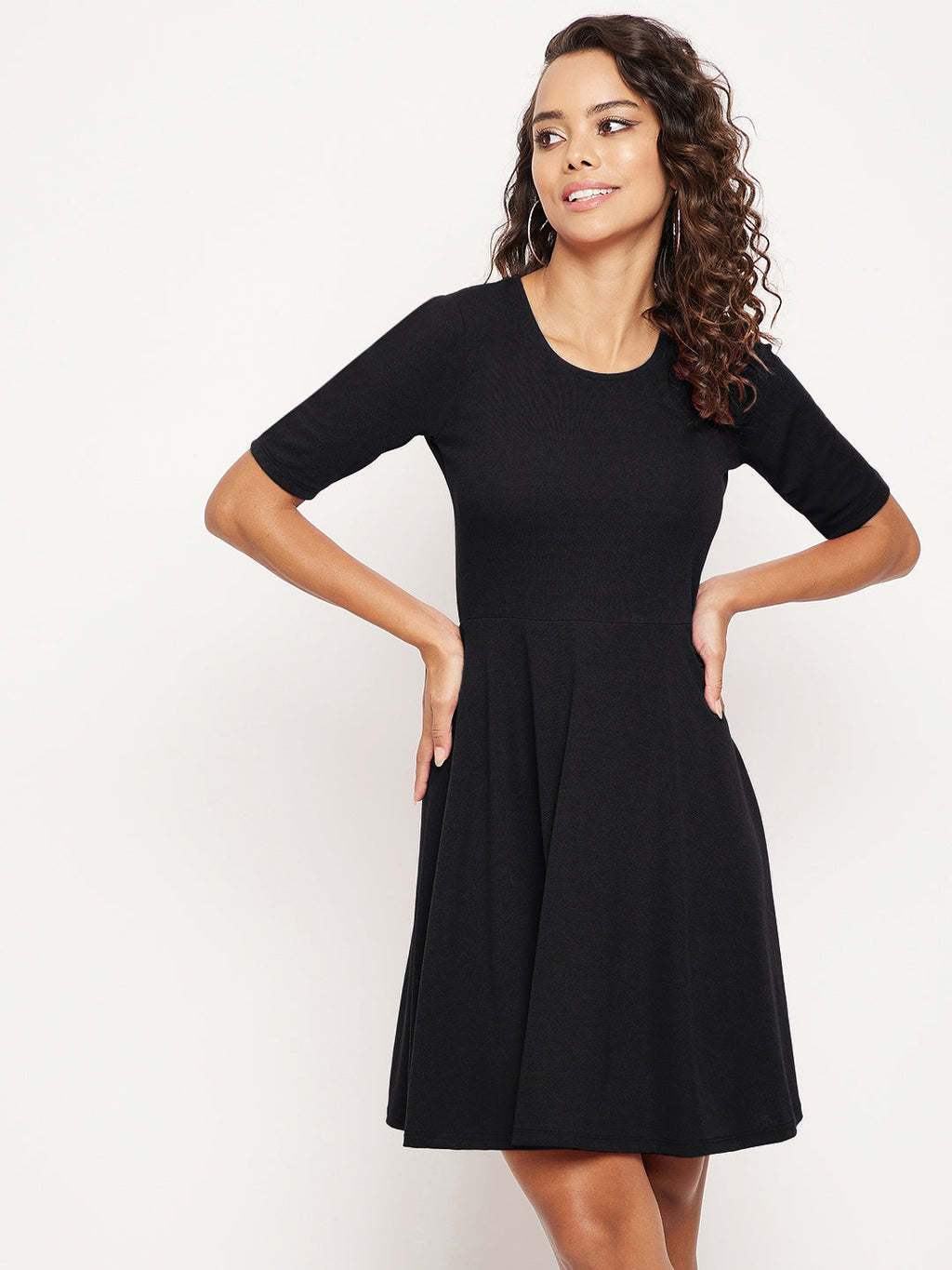 Round Neck Stretchable Skater Dress