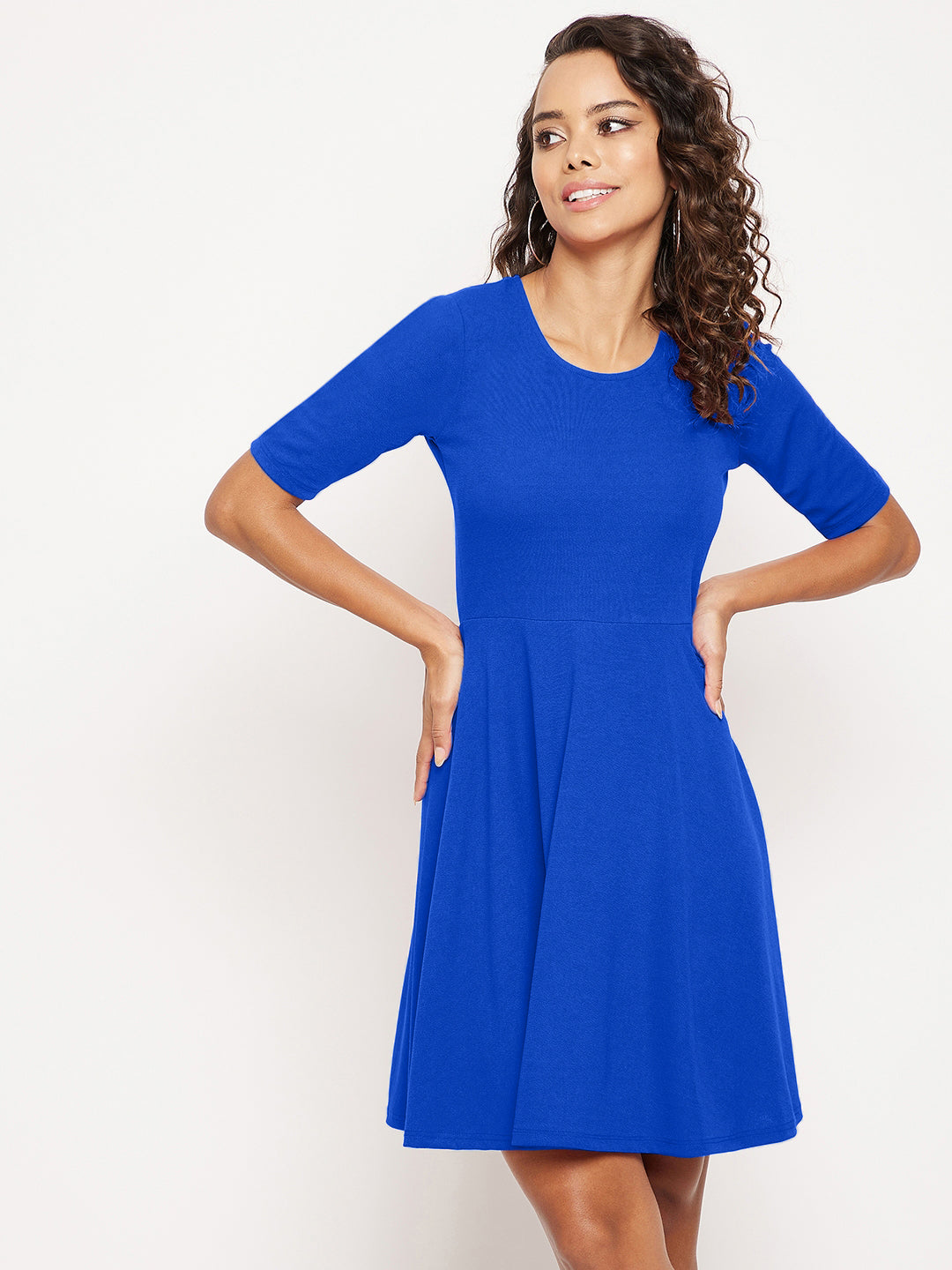 Round Neck Stretchable Skater Dress
