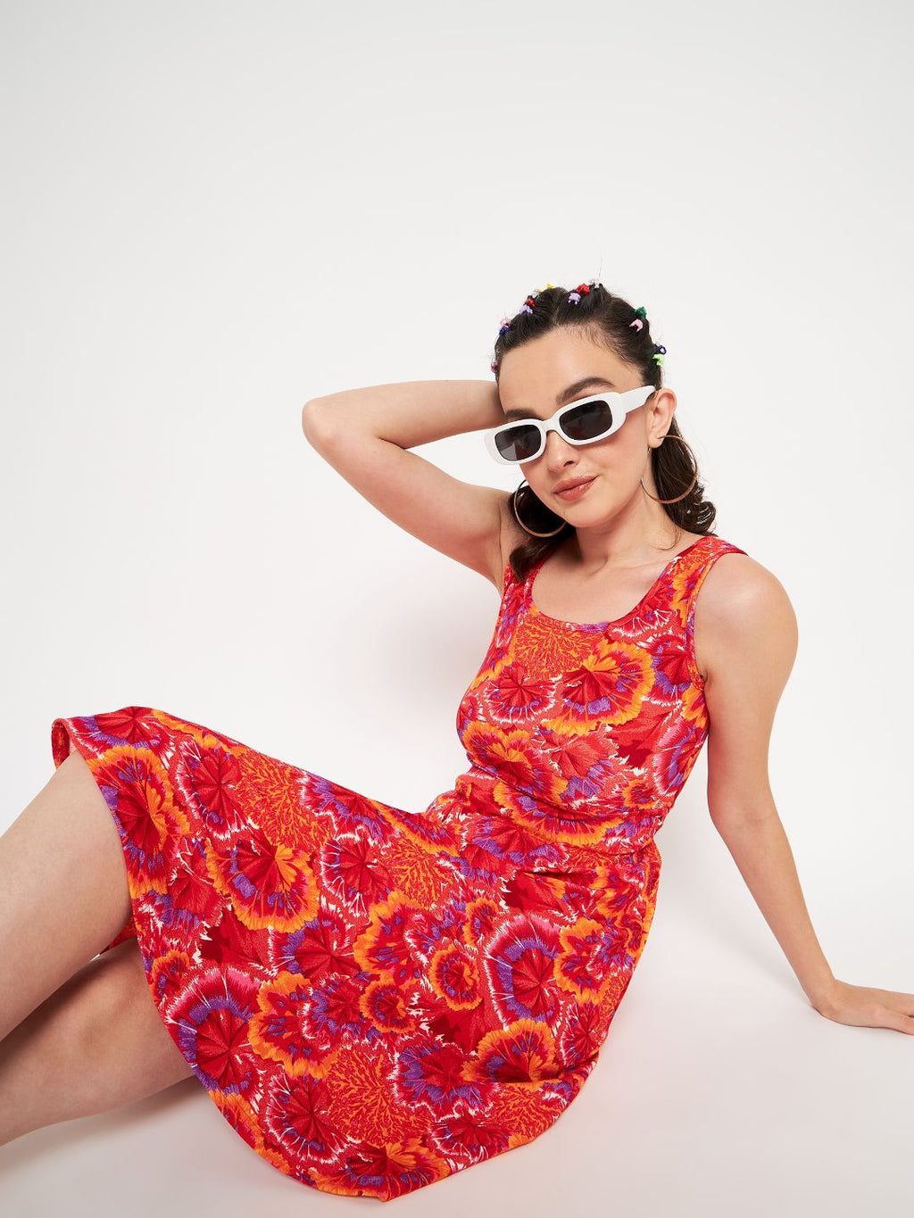 Sleeveless Round Neck Stretchable Skater Dress