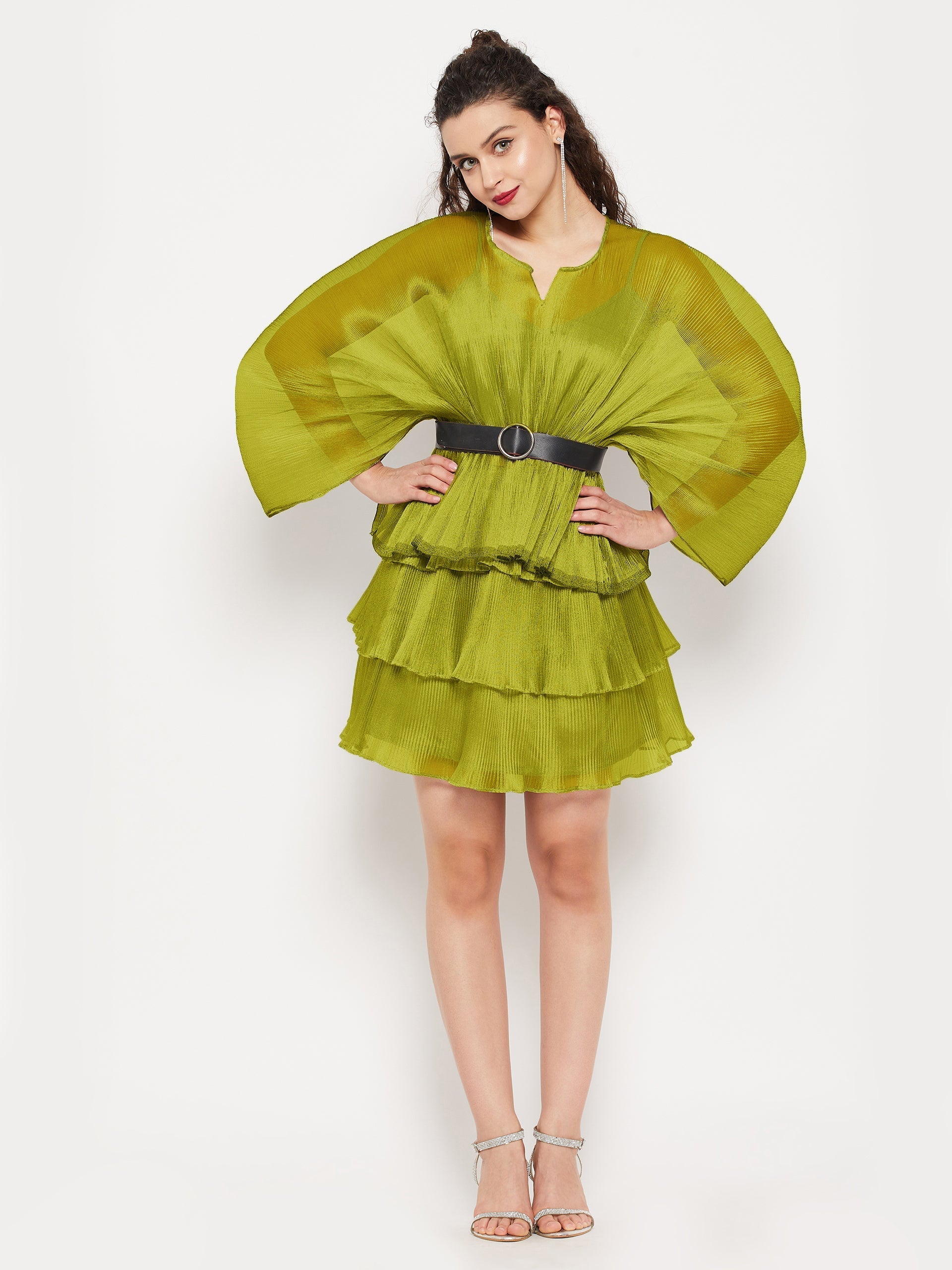 Short Ruffle Pleated Organza Skirt