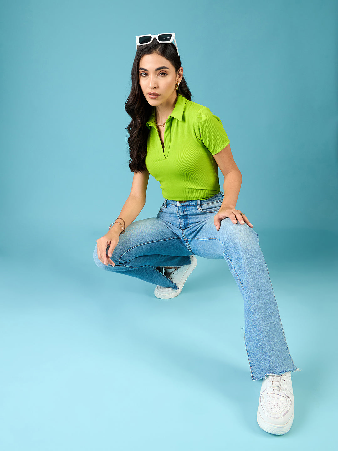 Stretchable Ribbed Polo Bodysuit