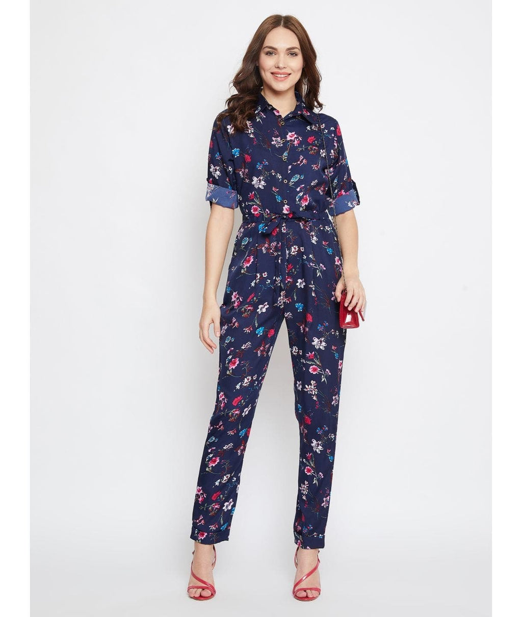 Floral Roll Up Jumpsuit