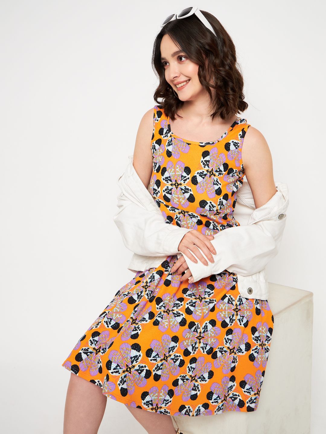 Sleeveless Round Neck Stretchable Skater Dress