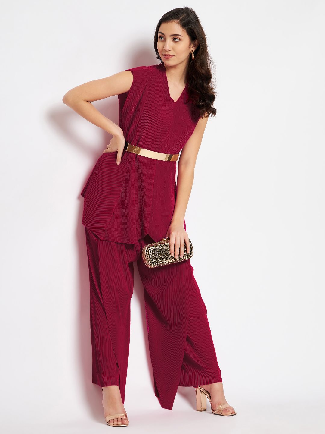 Pleated Pants with a Front Drape