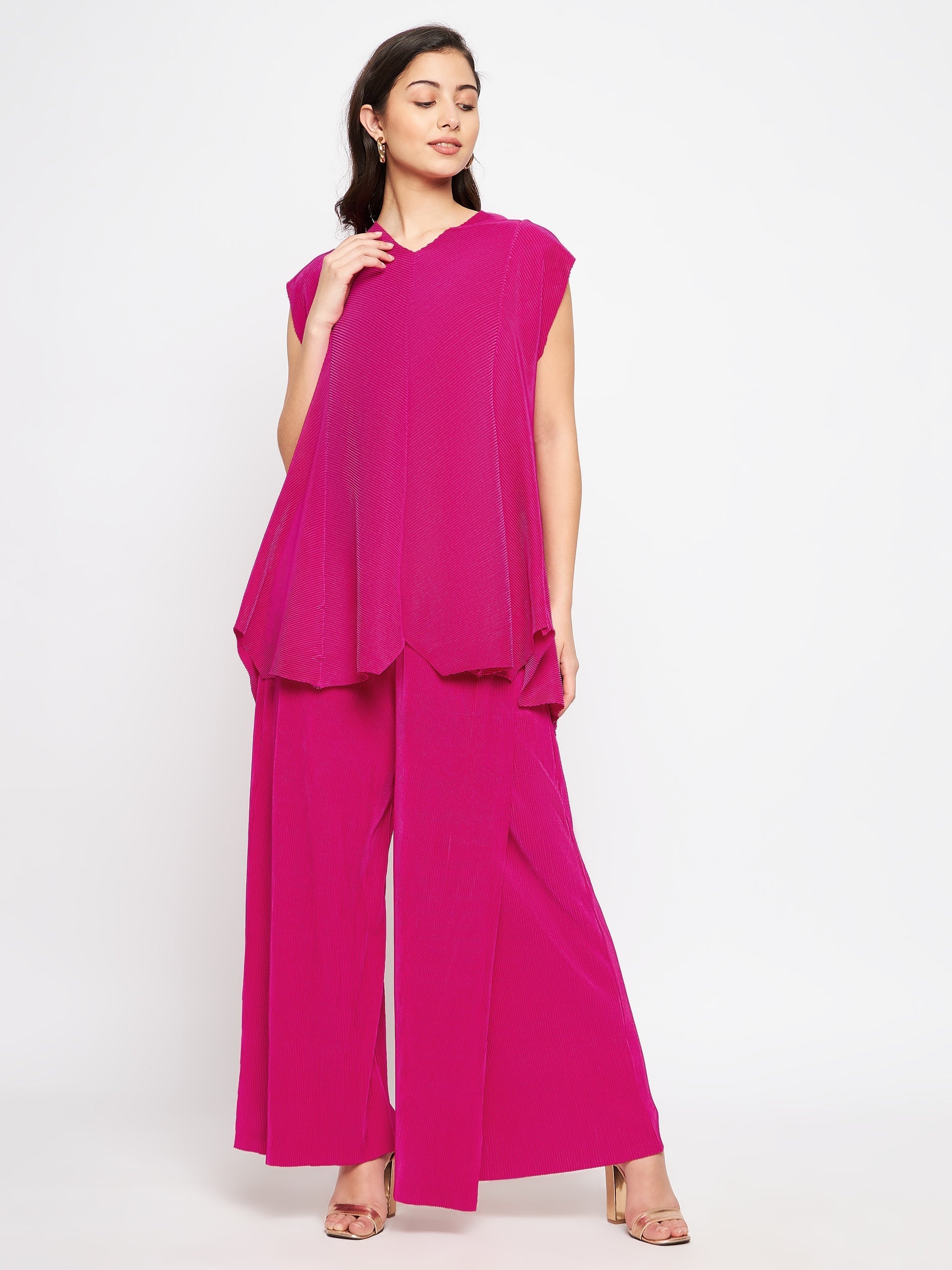 Pleated Pants with a Front Drape