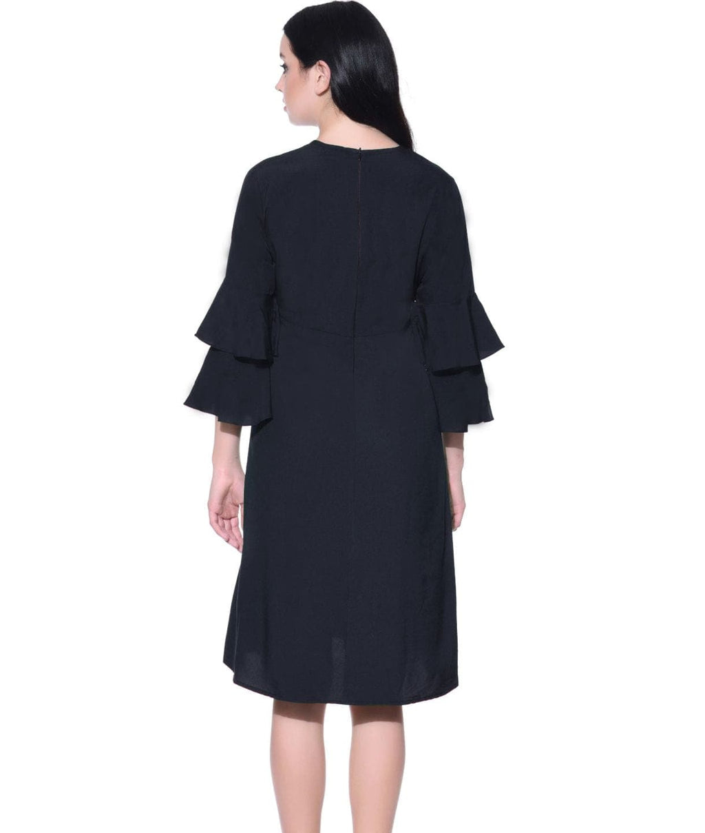 Wrap Bell Sleeves Skater Dress