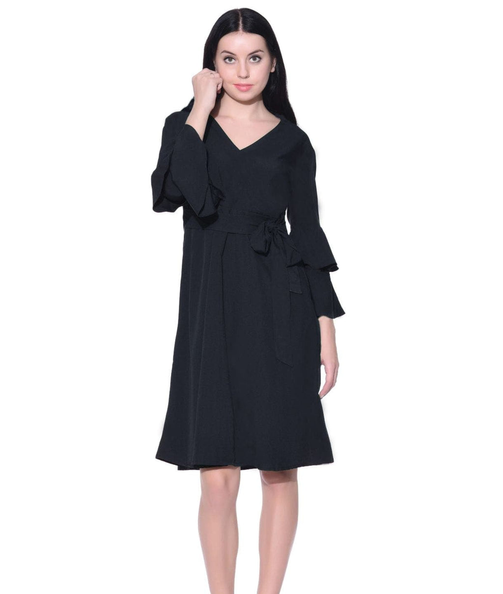 Wrap Bell Sleeves Skater Dress