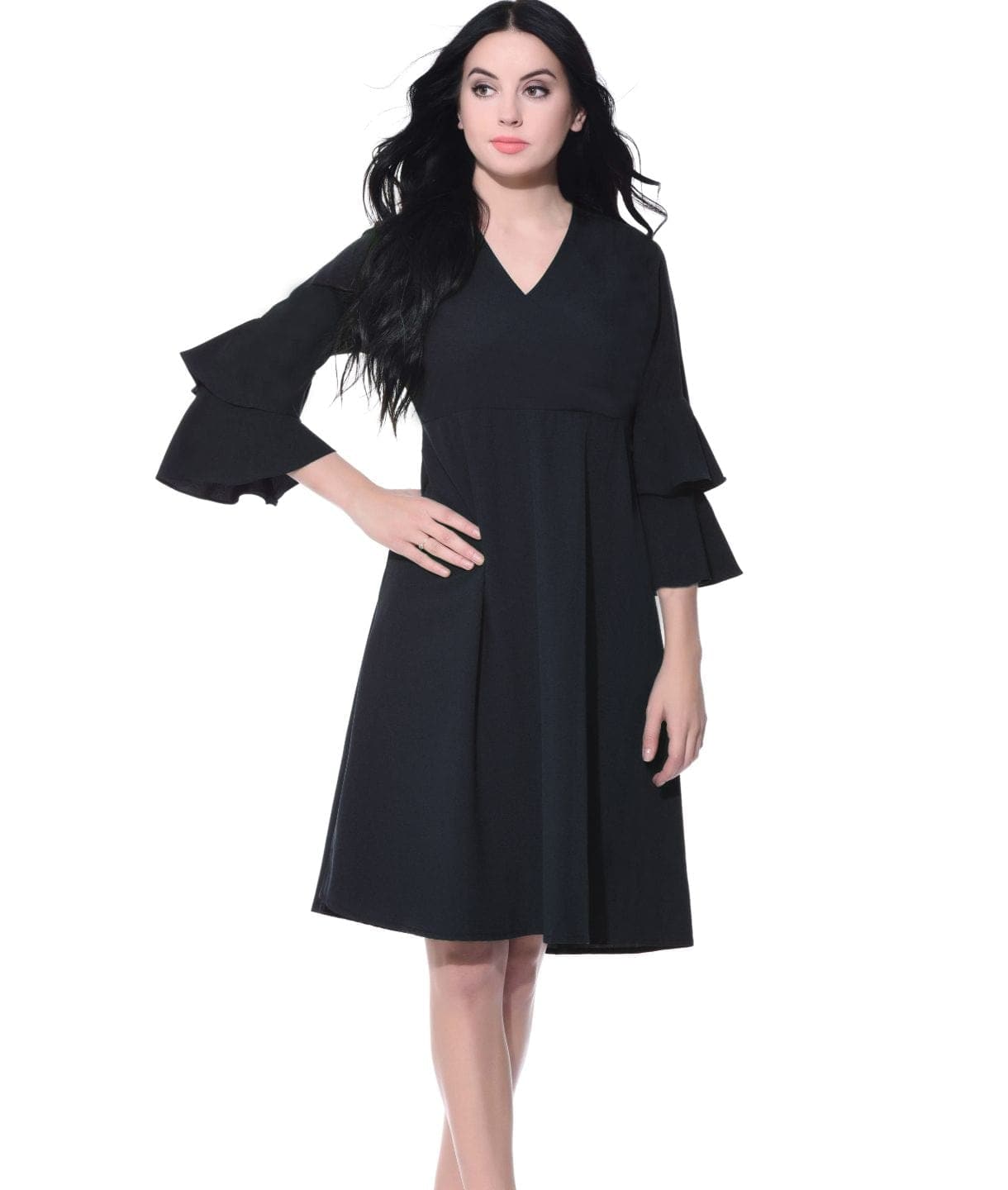 Wrap Bell Sleeves Skater Dress