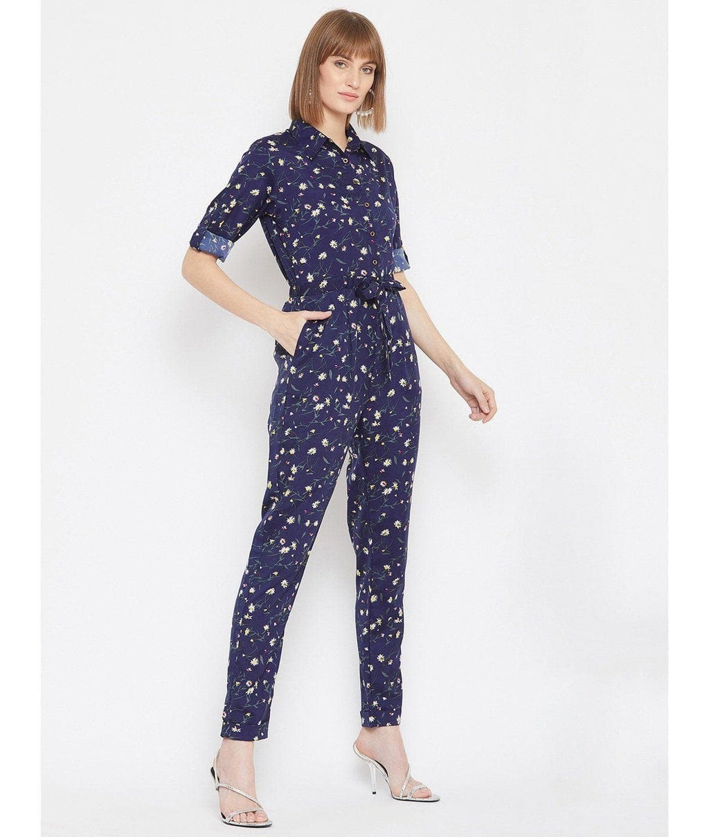 Floral Roll Up Jumpsuit