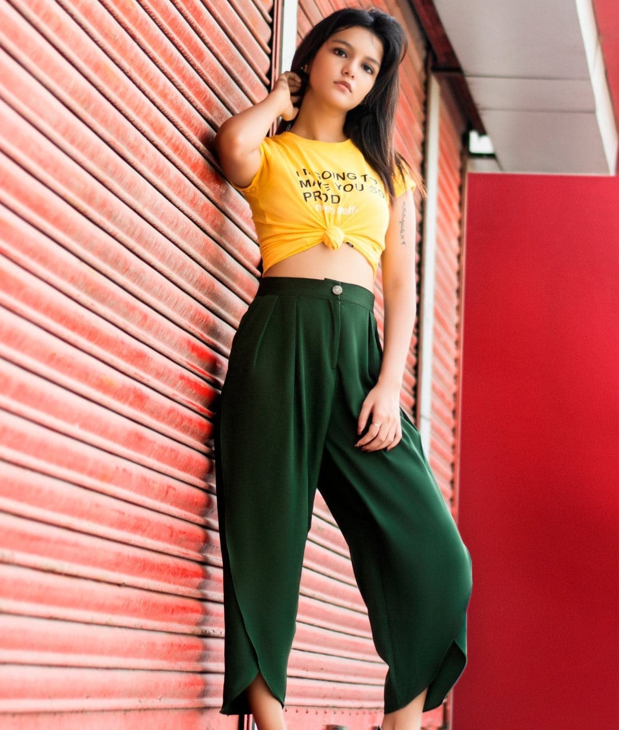 Adjustable Crepe Tulip Pants