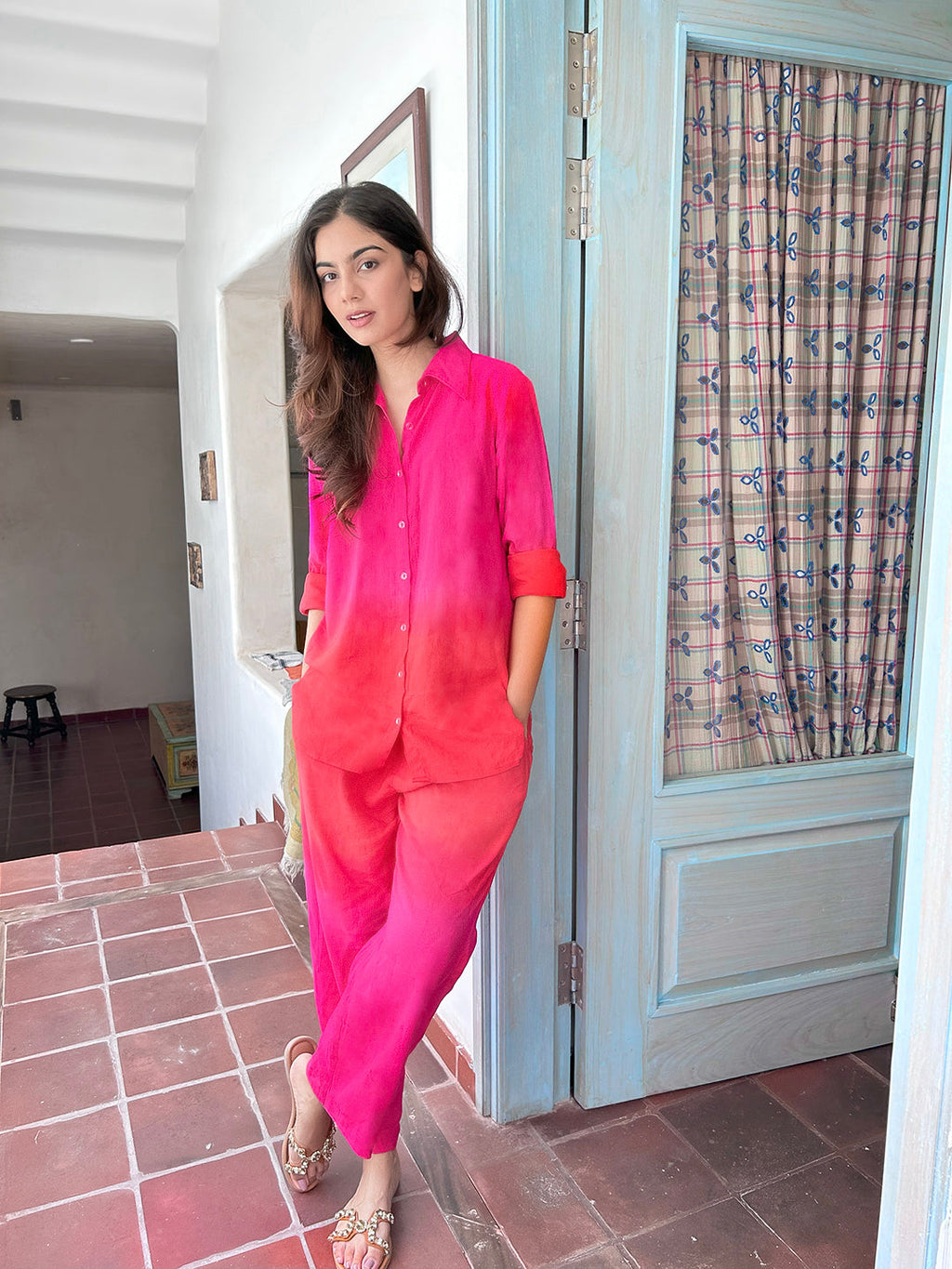 The Alia Set - Shaded Cotton Linen 2 Piece Set