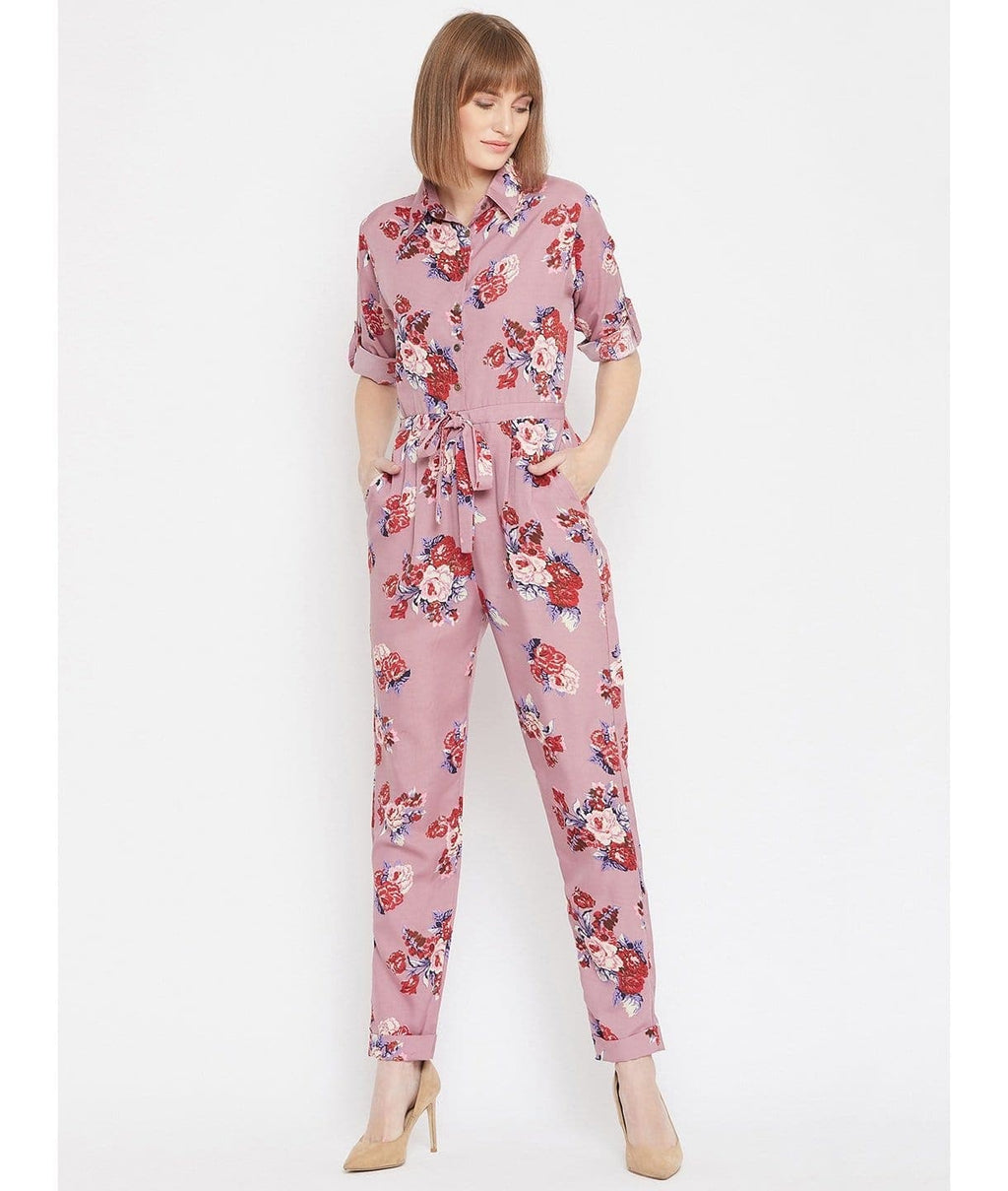 Floral Roll Up Jumpsuit