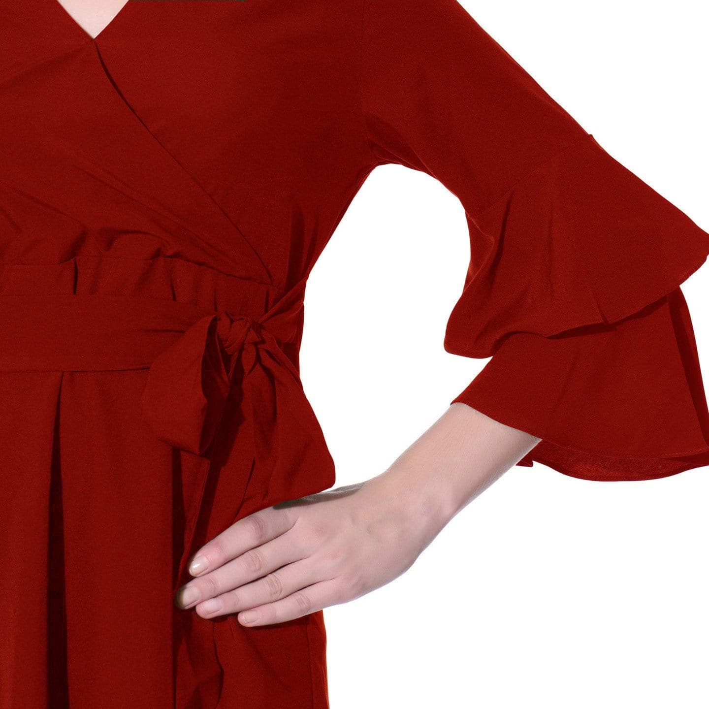 Wrap Bell Sleeves Skater Dress