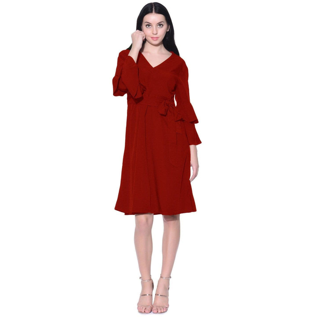 Wrap Bell Sleeves Skater Dress