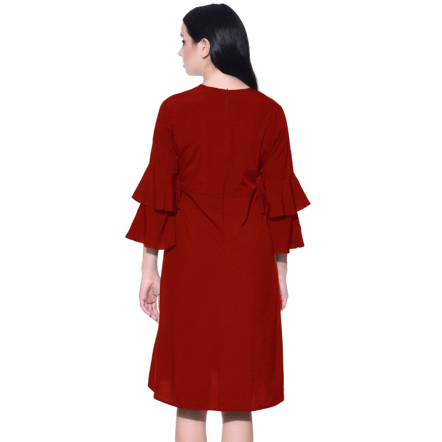 Wrap Bell Sleeves Skater Dress