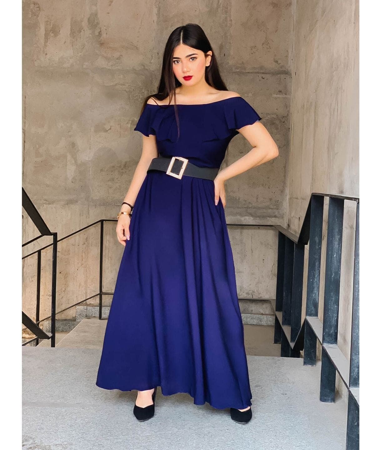 Flared Ruffle Maxi Gown