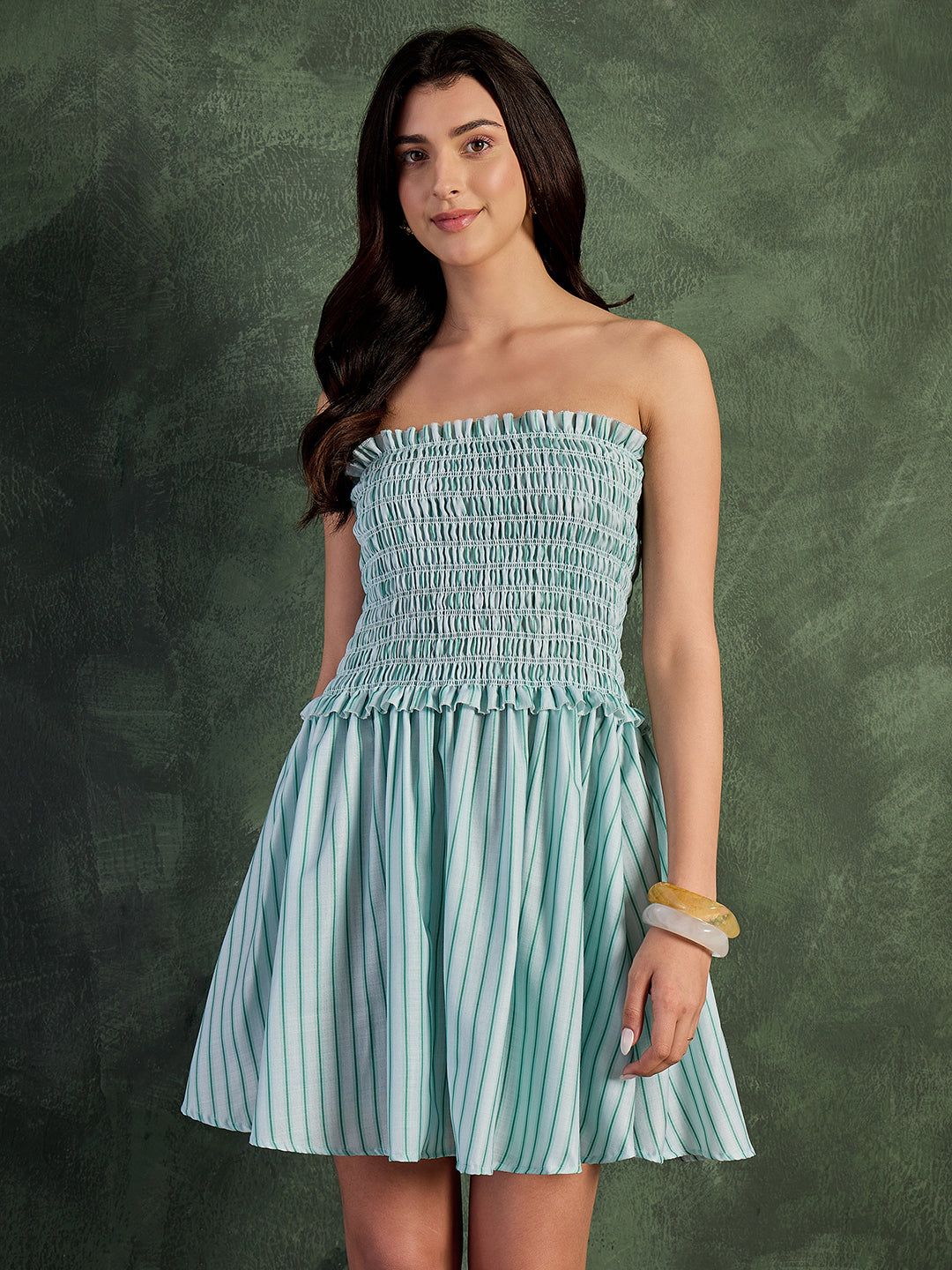 Pure Linen Strapless Mini Dress