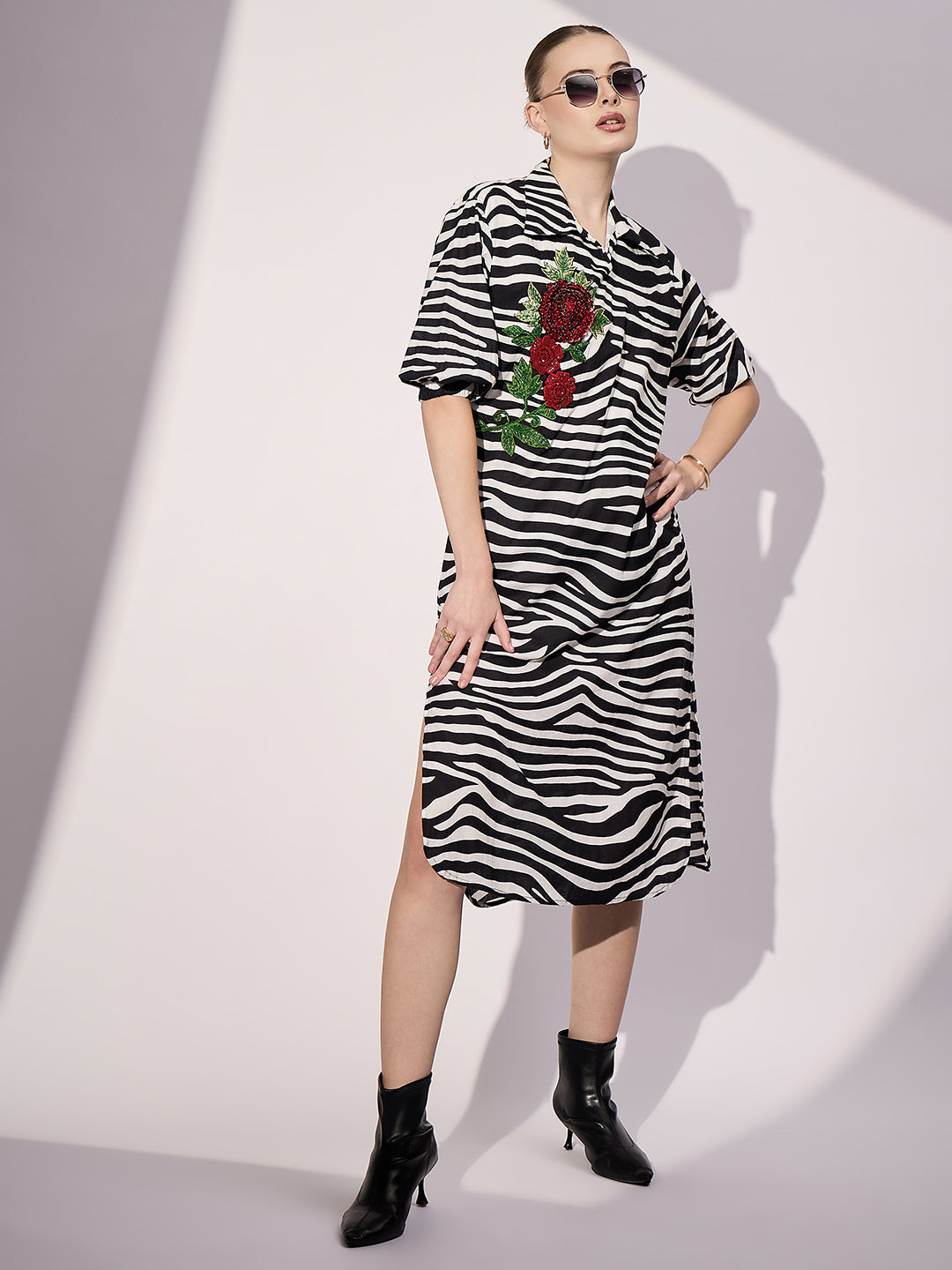 Cotton Sequinned Midi Dress