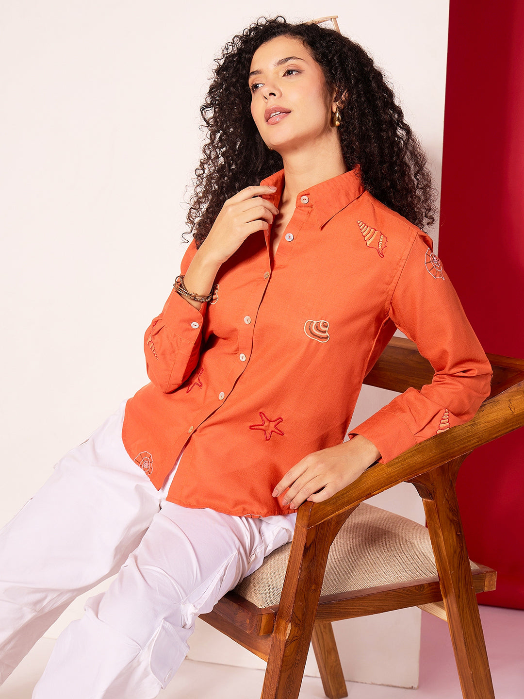 All Over Embroidered Linen Shirt