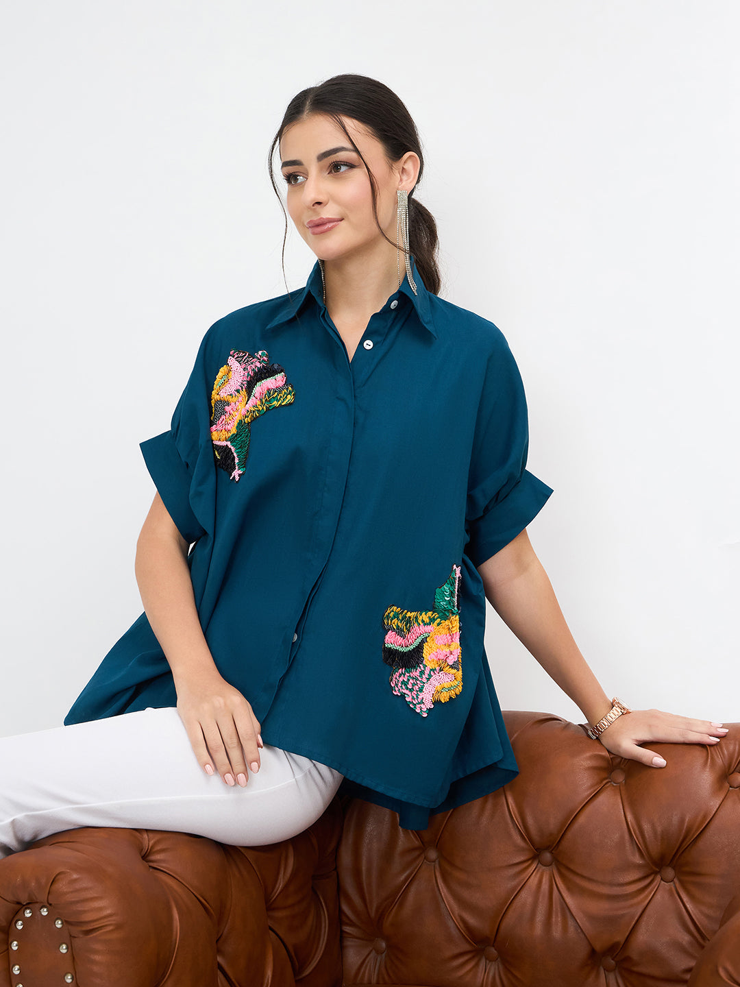 Antifit Embellished Pure Cotton Shirt
