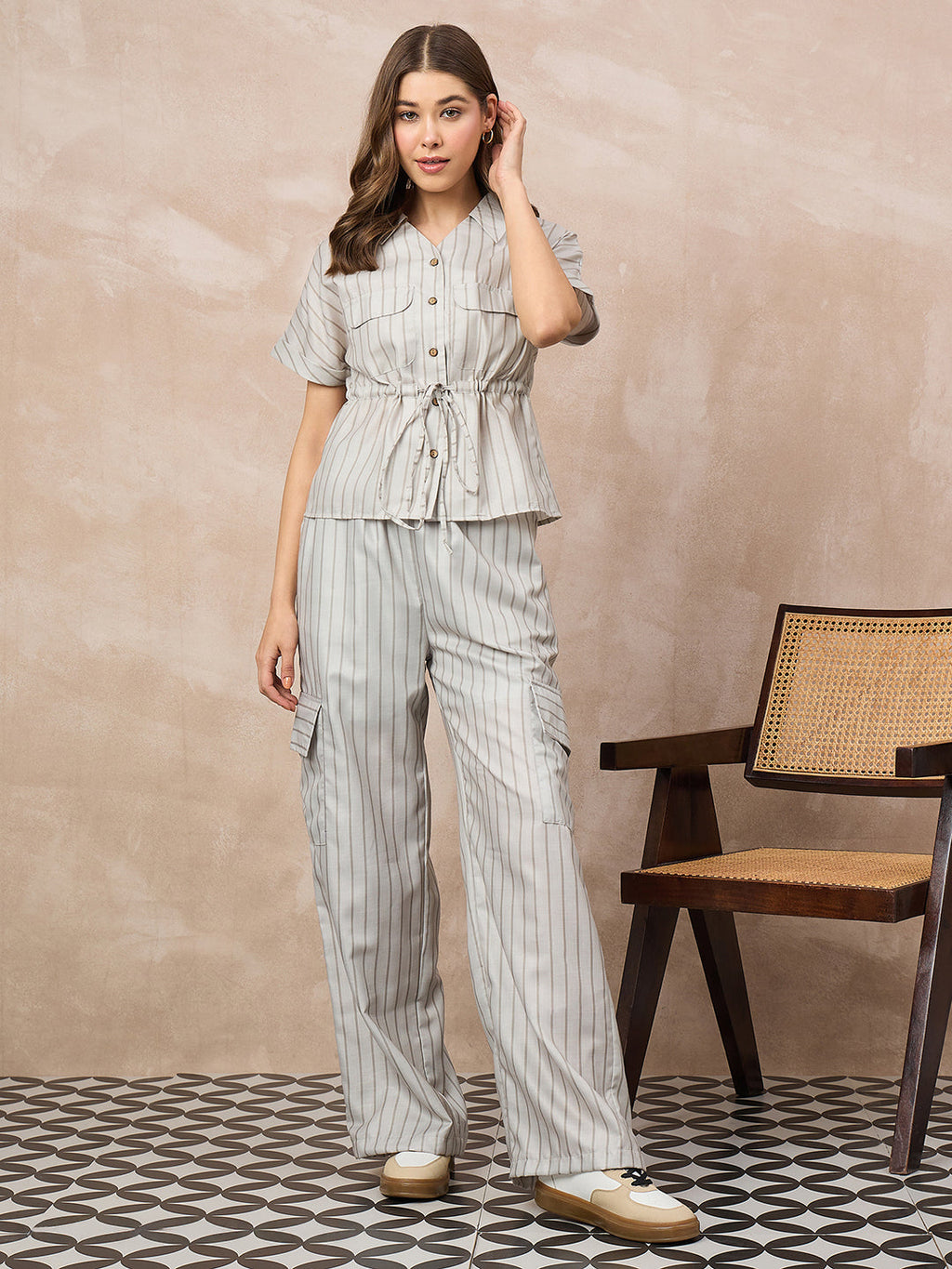 Pure Linen Drawstring Waist Shirt & Pant Set