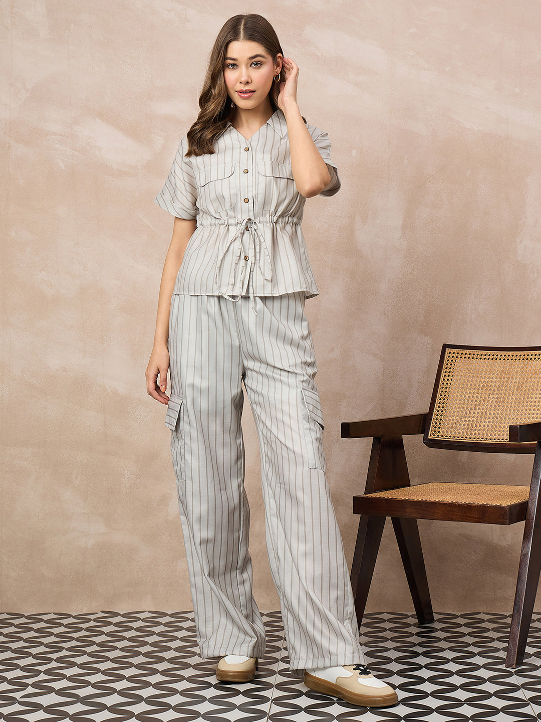 Pure Linen Drawstring Waist Shirt & Pant Set
